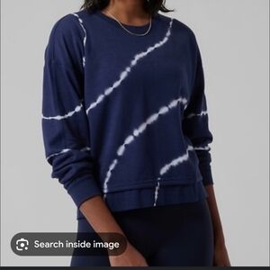 Athleta Tie Dye Navy Pullover Sweatshirt Size Small